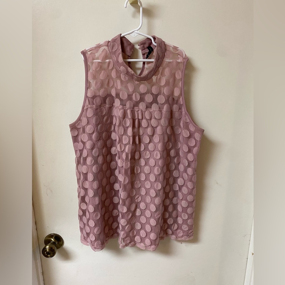 Luna Rae Sleeveless Old Rose  Polka Dot Top